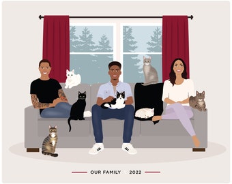 Custom  Family Portrait, personalized Mothers day gift