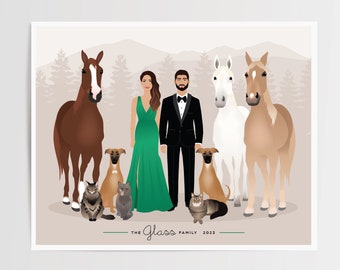 Familienporträt, fügen Sie ein Haustier hinzu, Haustierporträt