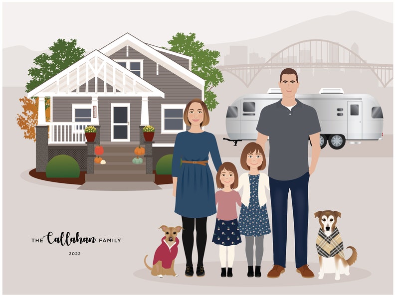 Family Portrait illustration, add a child image 5