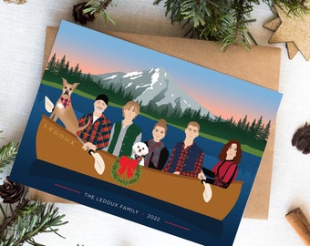 Christmas Card with Family Portrait | Family Portrait Illustration | Custom Holiday Card | Personalized Christmas Card