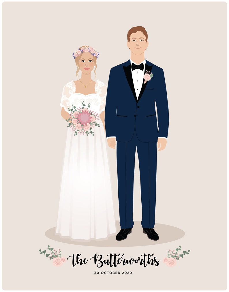 First anniversary gift / Wedding portrait / Couple gift image 7