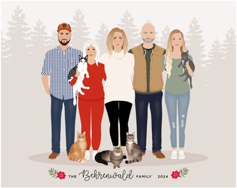 Familienportrait, individuelle Personen Zeichnung