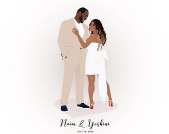 Custom Wedding Portrait Guest Book Alternative, Cartoon Couple Canvas