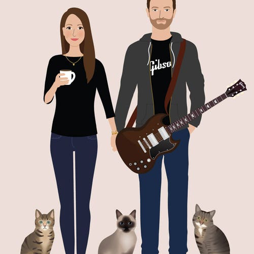 Custom couple shops portrait Save The Date