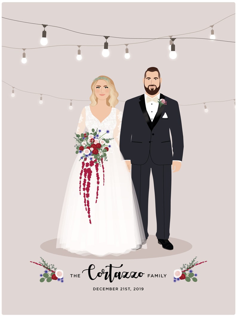 First anniversary gift / Wedding portrait / Couple gift image 2