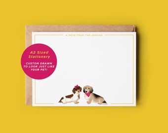 Personalized Dog Stationery Set: Custom Pet Portrait Note Cards