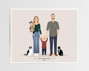 Personalized gift for mom, Mother's day gift, family portrait art print