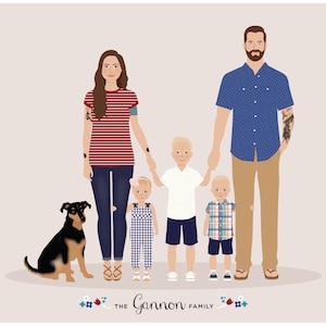 Family Portrait, Custom Family Portrait Illustration