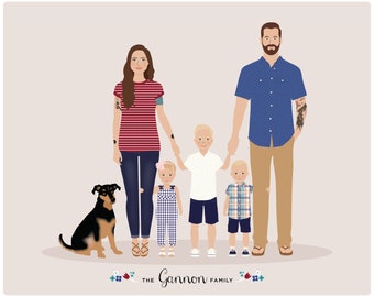 Family Portrait, Custom Family Portrait Illustration