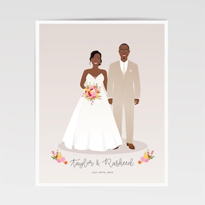 Custom Couple Portrait, Personalized Wedding Gift, Paper Anniversary Gift