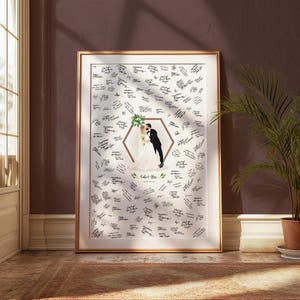 Wedding guest book alternative, Personalized wedding couple art print or canvas for guest signatures, Custom Wedding Keepsake
