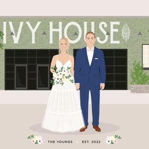 Custom wedding Portrait, 1st anniversary, paper gift