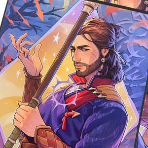 Wizard of Waterdeep (Gale Dekarios) - kunstafdruk in tarotstijl - Baldur's Gate 3