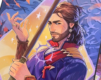 Wizard of Waterdeep (Gale Dekarios) - Tarot Style Art Print - Baldur's Gate 3