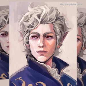 Astarion Fan Art Print – Baldur’s Gate 3 Vampire Companion Portrait – BG3 Gift for Gamers