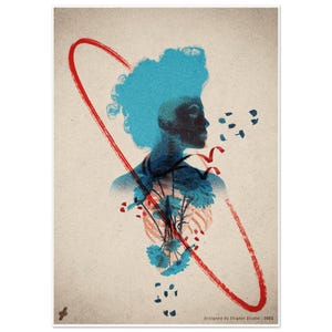Póster de arte abstracto con silueta risográfica: póster minimalista de Stigeer Studio