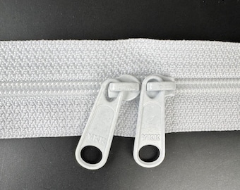 YKK 30" White Zipper: 4.5mm Double Pull, Head-to-Head Sliders (Made in USA)