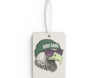 Eagle Beanie Car Air Freshener | Illustrated Aviary Design, Sunglasses, BIRD GANG