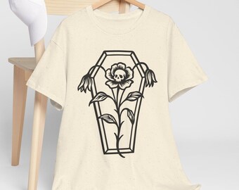 Dead Inside Society Grafik T-Shirt - Goth Blumenschädel T-Shirt, alternative Streetwear