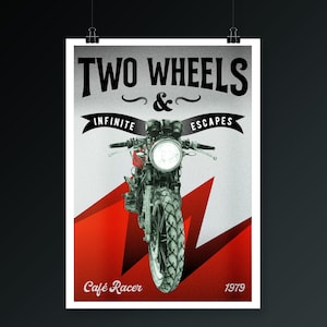 Two Wheels & Infinite Escapes Art Print, Motorcycle Poster - Bike Lovers, Garage decor, Man Cave, Home Decor, Gift for Bikers, Wall art