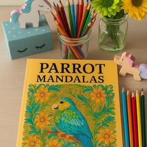 Parrot Mandala Coloring Pages – Tropical Bird Theme – Printable PDF for Adults & Kids