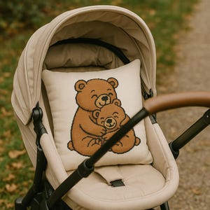 Bear Hug Cross Stitch Pattern – Cute Parent and Baby Bear PDF | Digital Download