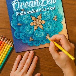 Ocean Zen Mandala Coloring Book – Printable Sea & Sand Designs for Adults, Mindful Relaxation, Instant Download