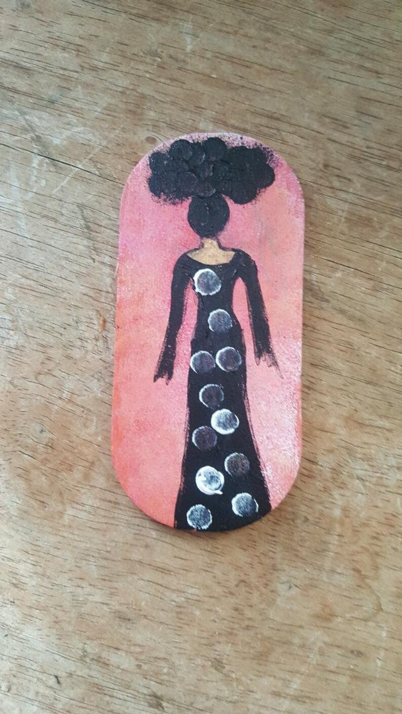 Woman with High Puff Hand Painted Magnet