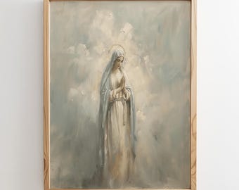 Maria Mutter Gottes Christian Wandkunst Herunterladbare Vintage Öl Christian Gemälde Antike Christian Digitaldruck Heilige Mary Wandkunst