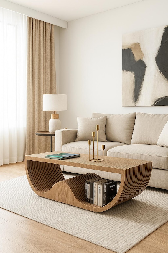 Organic Wave Wooden Coffee Table | Parametric Digital Download CNC