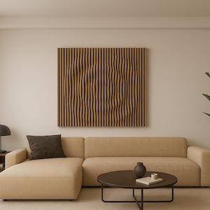 Modern Parametric Wave Wall Panel | 3D Wooden Wall Art | CNC Cut Decorative Acoustic Panel