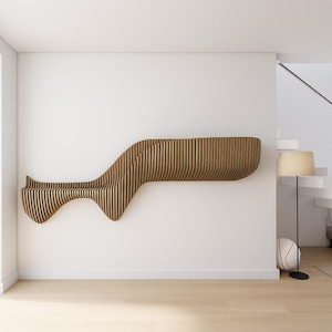 Organic Flow Wooden Wall Shelf | Modern Parametric CNC Design | Sculptural Home Decor