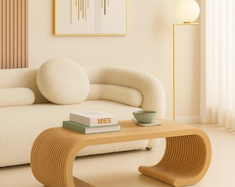 Modern Wooden Coffee Table Art  | Modern Parametric CNC Design |  Minimalist Furniture Illustration Digital Download