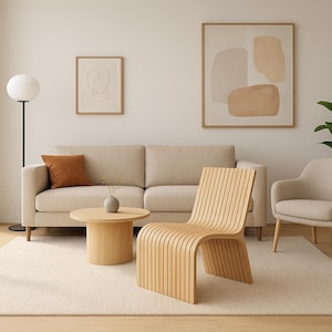 Open Oak CNC Cut Wooden Chair – Minimalist and Ergonomic Design