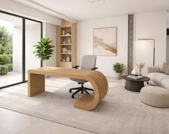 Parametric Office Desk CNC File | Digital Download | Laser Cut DXF | Modern Wooden Executive Desk