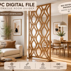 Modern rumsavdelare CNC-fil | Dekorativ skiljevägg | Design av sekretesspanel | Digital nedladdning