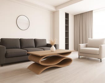 Curved Parametric Table DXF | Modern Furniture |Digital Download CNC File