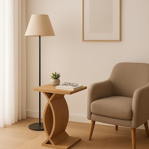 Parametryczny drewniany stolik boczny | Nowoczesny, organiczny design | Minimalistyczne meble wycinane CNC