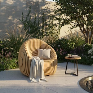 Sofá de madera ondulado paramétrico: diseño de muebles modernos (archivos digitales CNC, DXF y DWG)