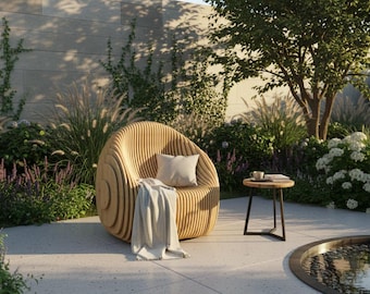 Parametric Wavy Wooden Sofa – Modern Furniture Design CNC DXF DWG Digital Files