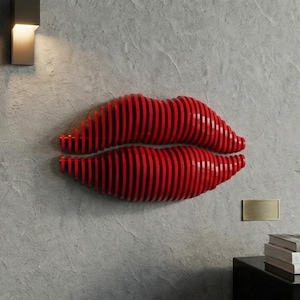 パラメトリックモダンリップウォールアート - CNCカッティングファイル（デジタルファイル）