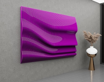Parametric Wavy Wooden Wall Panel CNC File | Modern 3D Wood Wall Art | Digital Download