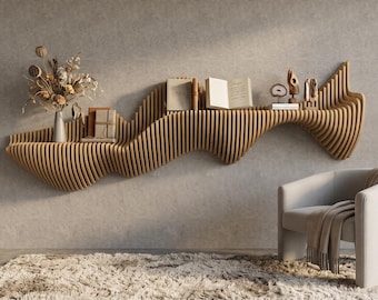 Parametric Wavy Wall Shelf | Modern CNC Wall Panel |  Digital File