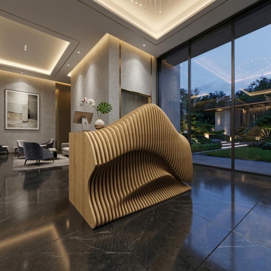 Parametric Office Desk | Wavy Wooden CNC | Digital Download - Etsy