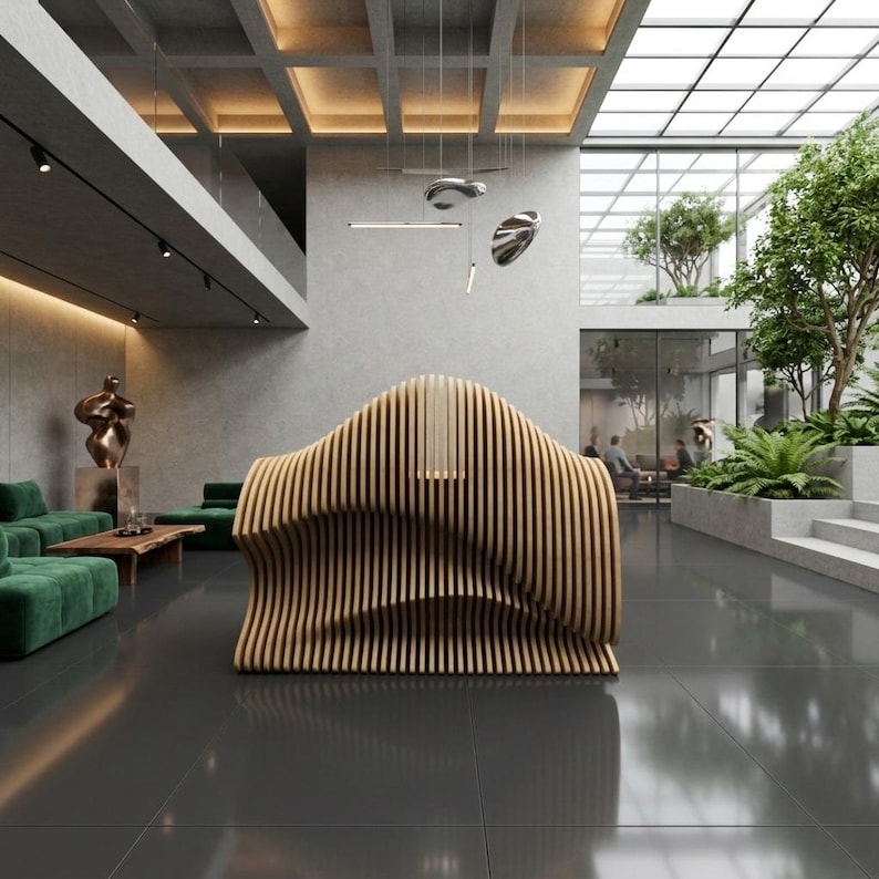 Parametric Office Desk | Wavy Wooden CNC | Digital Download - Etsy