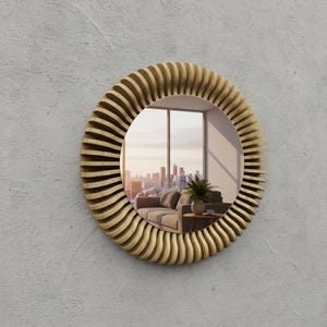 Parametrisk vågig träspegel 3 | Modern väggdekoration | CNC-klar digital fil