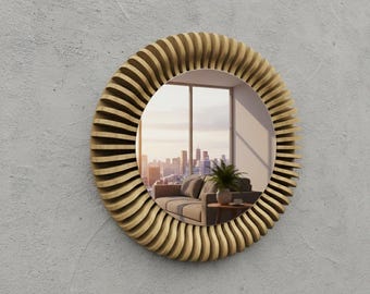 Parametric Wavy Wooden Mirror 3 | Modern Wall Decor | CNC Ready Digital File