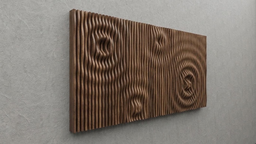 Parametric Wavy Wooden Wall Panel CNC File | Modern 3D Wood Wall Art ...