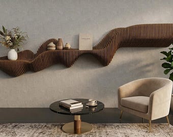 Parametrische golvende wandplank | Modern CNC-wandpaneel |  Digitaal bestand