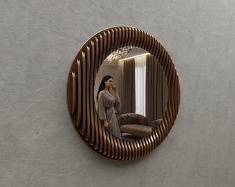 Parametric Wavy Wooden Mirror | Modern Wall Decor | CNC Ready Digital File